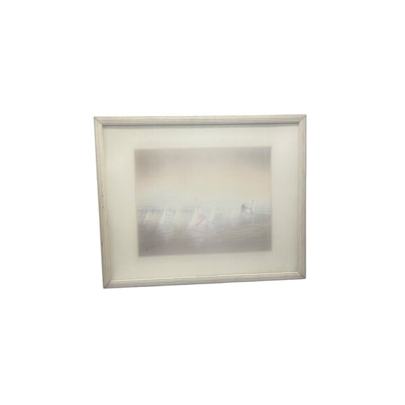 Signed Sailboat Artwork By Nigel Hemming In White Wood Frame glass water READ - Picture 2 of 12